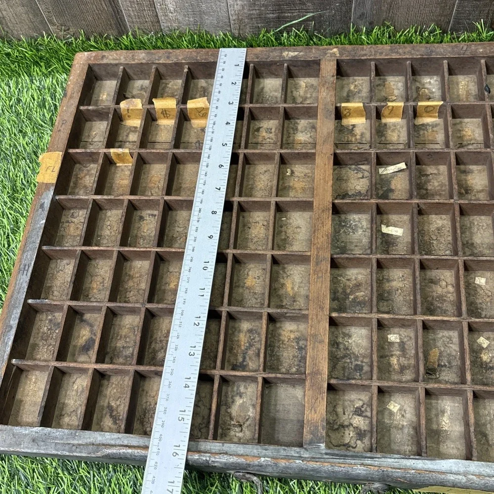 Antique Letterpress Printer Type Case Tray 12 Pt Wood Shadow Box Print Shop
